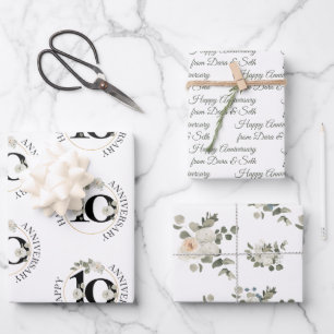 Happy Anniversary 10 year Custom  Wrapping Paper Sheets