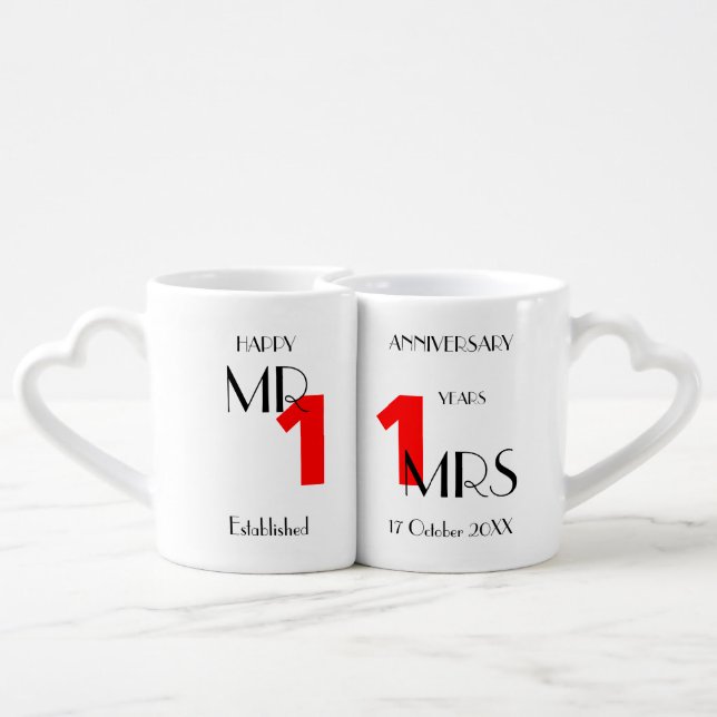 Happy Anniversary 11 years Married Personalized Coffee Mug Set (Back Nesting)