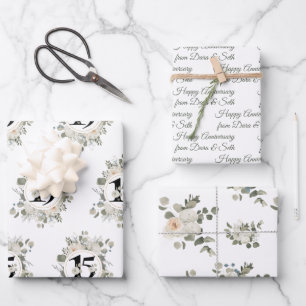 Happy Anniversary 15th year Custom Wrapping Paper Sheets