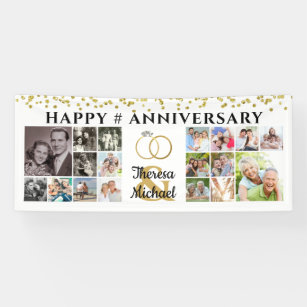 Happy Anniversary 18 Photo Collage Custom Banner