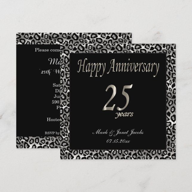 Happy Anniversary 25 Years Invitation (Front/Back)