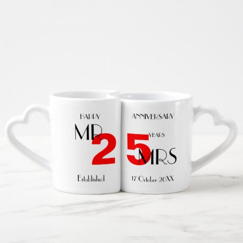 Happy Anniversary 25 years Married Coffee Mug Set