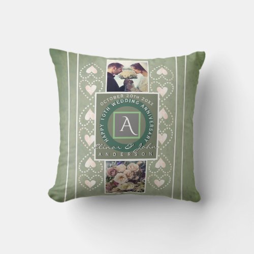 Happy Anniversary 2 Custom Photos Throw Pillow