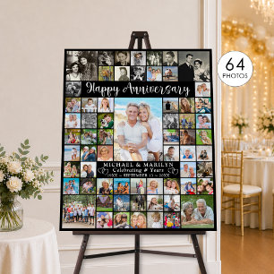 Happy Anniversary 64 Photo Collage Personalized Foam Board