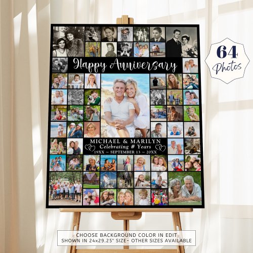 Happy Anniversary 64 Photo Collage Personalized