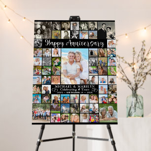Happy Anniversary 64 Photo Collage Personalized Foam Board