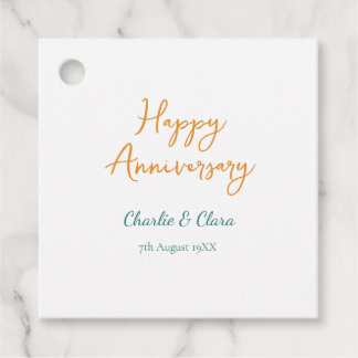 Happy anniversary add name orange bold green simp Favor Tags