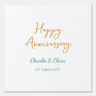 Happy anniversary add name orange bold green simp Sign