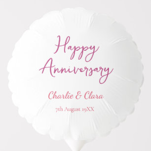  Happy anniversary add name pink bold name date si Balloon