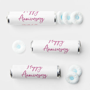 Happy anniversary add name pink bold name date si Breath Savers® Mints