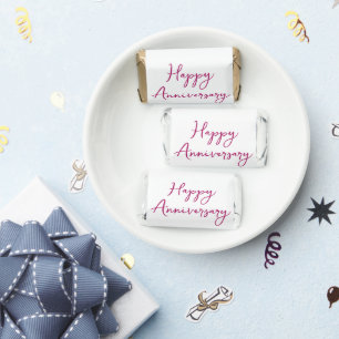 Happy anniversary add name pink bold name date si Hershey's Miniatures