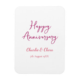 Happy anniversary add name pink bold name date si Magnet