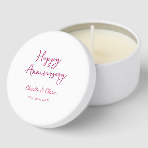 Happy anniversary add name pink bold name date si Mini Candle Favors