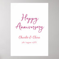 Happy anniversary add name pink bold name date si