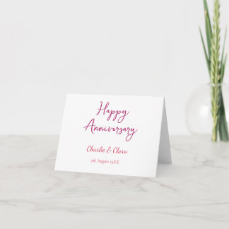  Happy anniversary add name pink bold name date si Thank You Card