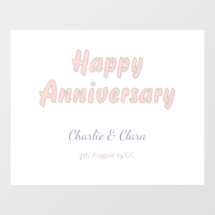 Happy anniversary add name pink gray pastel bold Wall Decal