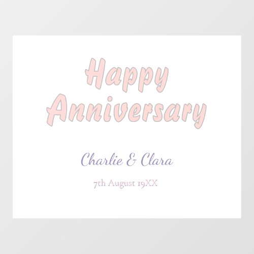 Happy anniversary add name pink gray pastel bold  Wall Decal