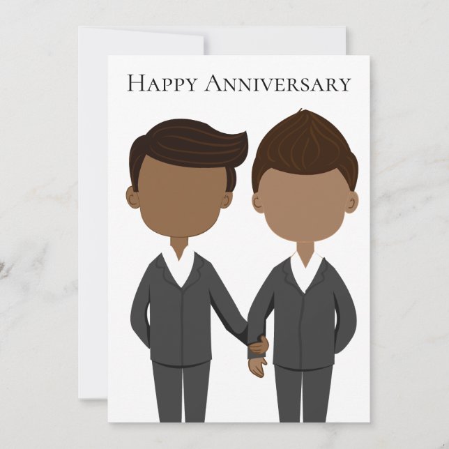 Happy Anniversary African American Couple Gay Men Card (Front)