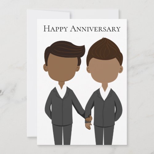 Happy Anniversary African American Couple Gay Men Card