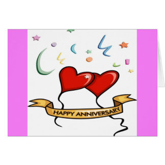Happy Anniversary and Heart balloons Card