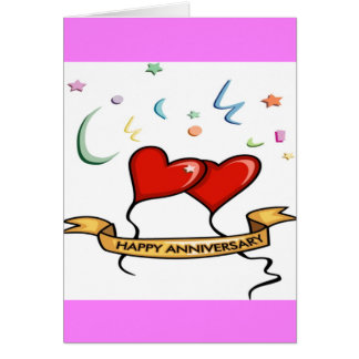 Happy Anniversary and Heart balloons Card