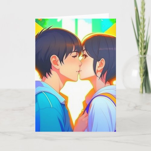Happy Anniversary  Anime Kiss Card