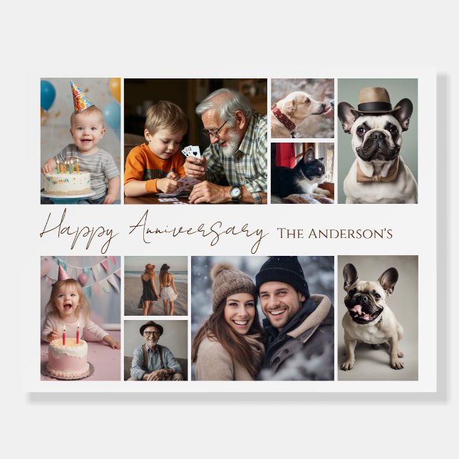 Happy Anniversary Any Date 10 Multiple Photo  Foam Board (Front)