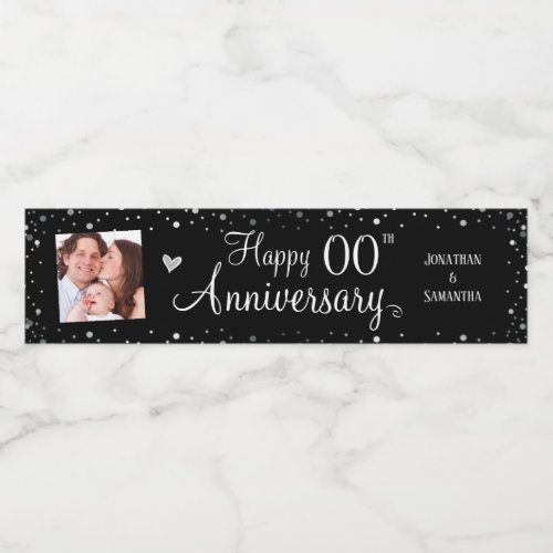 Happy Anniversary Any Year Confetti Water Bottle Label