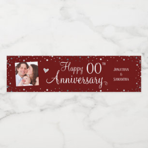 Happy Anniversary Any Year Confetti Water Bottle Label