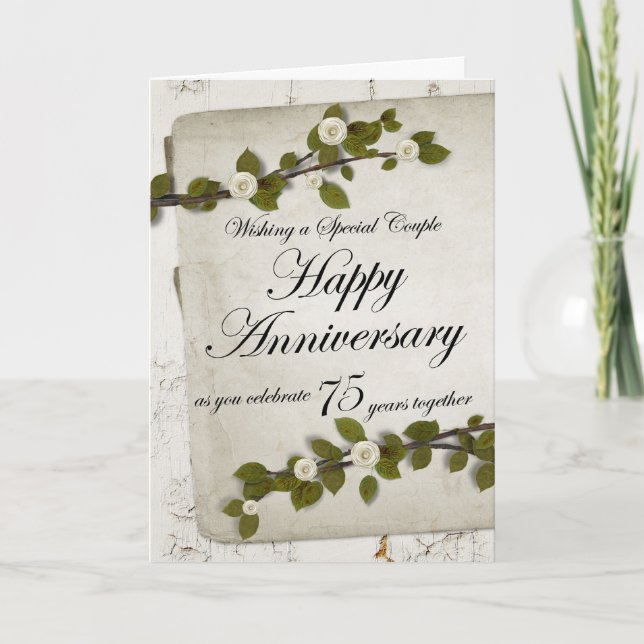 Happy Anniversary as you Celebrate 75 Years Togeth Card (Front)