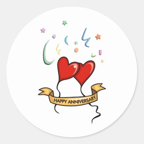 Happy Anniversary Banner Classic Round Sticker