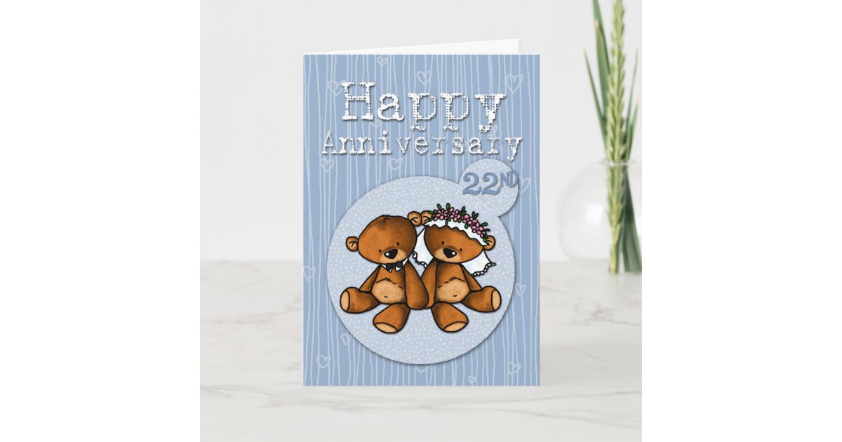 happy anniversary bears - 22 year card Zazzle.com