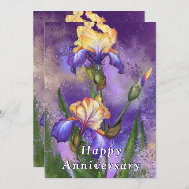 Happy Anniversary - Beautiful Iris Flower (Front/Back)