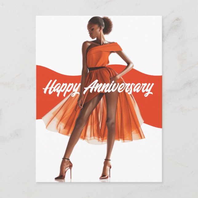 Happy Anniversary Beautiful.  Melanin Sista Black. Postcard (Front)