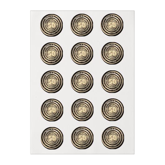 Happy Anniversary Black And Gold Cupcake Topper Edible Frosting Rounds (Sheet)