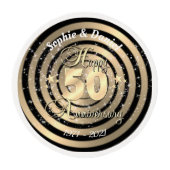 Happy Anniversary Black And Gold Cupcake Topper Edible Frosting Rounds (Front)