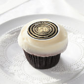 Happy Anniversary Black And Gold Cupcake Topper Edible Frosting Rounds (Cupcake)