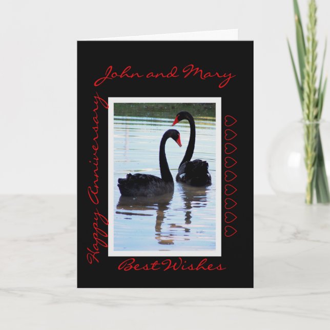 Happy Anniversary, Black Swans, John and Mary Card (Front)