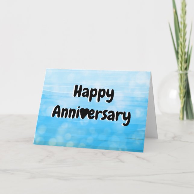 Happy Anniversary Blue and Black Hearts Card (Front)