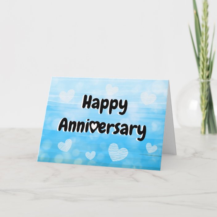 Happy Anniversary Blue and Black Hearts Card | Zazzle.com