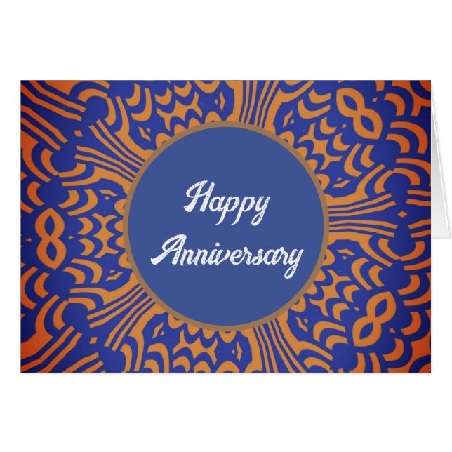  Happy Anniversary Blue and Orange  Cards (Front Horizontal)