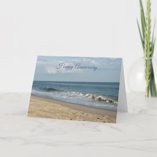 Happy Anniversary Blue Ocean Beach Card | Zazzle.com