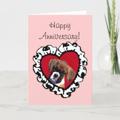 Happy Anniversary Boxer puppy greeting card