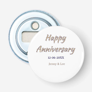happy anniversary brown gray name date couple mode bottle opener