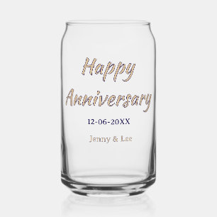 happy anniversary brown gray name date couple mode can glass