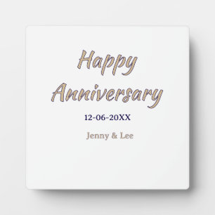 happy anniversary brown gray name date couple mode plaque
