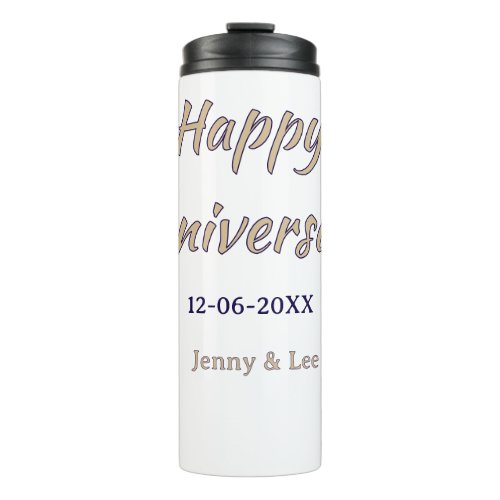 happy anniversary brown gray name date couple mode thermal tumbler