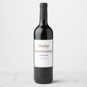 happy anniversary brown gray name date couple mode wine label