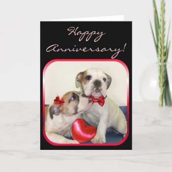 Happy Anniversary Bulldogs Greeting Card by ritmoboxer at Zazzle