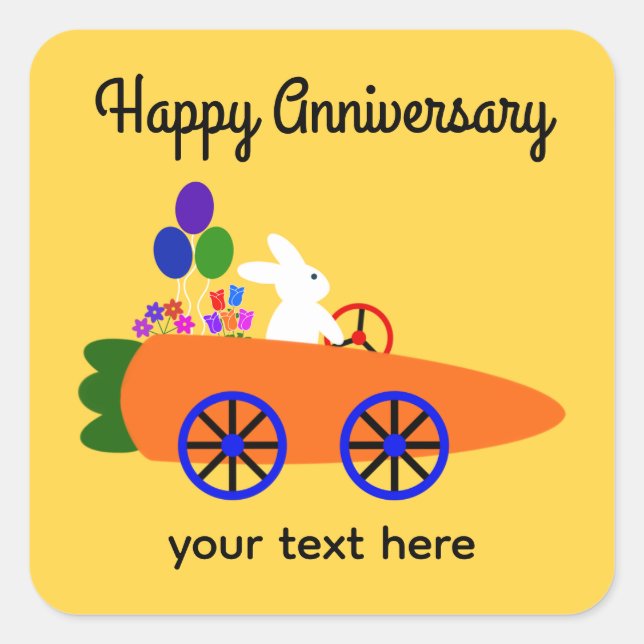 Happy Anniversary Bunny Carrot Car #2 Stickers (Front)